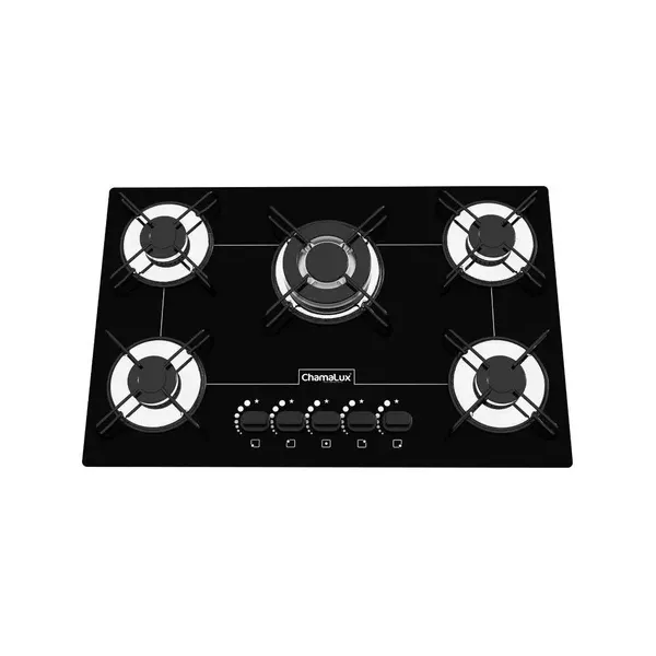 Fogão Cooktop 5 Bocas Chamalux Tripla Chama Preto