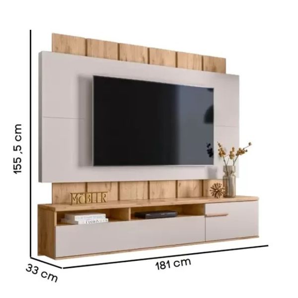 Painel Suspenso para TV até 70" 2 Portas Teca Supremo