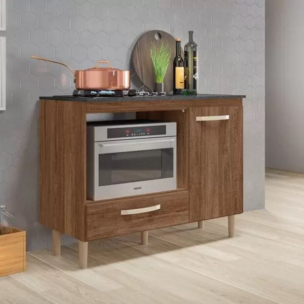Balcão para Cooktop e Forno Microondas Fit Évora Rústico Nicioli