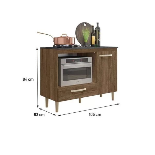 Balcão para Cooktop e Forno Microondas Fit Évora Rústico Nicioli