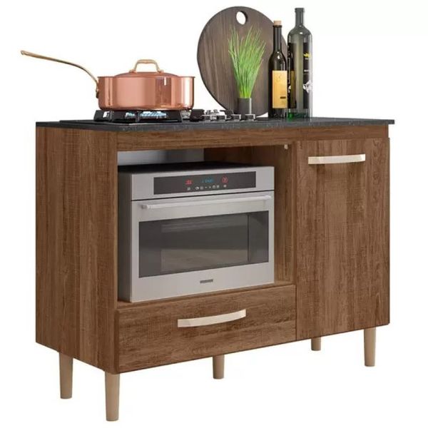 Balcão para Cooktop e Forno Microondas Fit Évora Rústico Nicioli