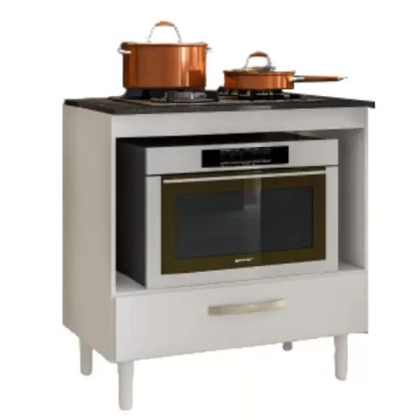 Balcão para Cooktop e Forno Microondas 0,80 Branco Nicioli