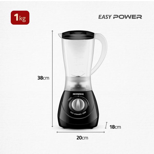 Liquidificador Mondial 1,5L Easy Power 550W L550B 220V