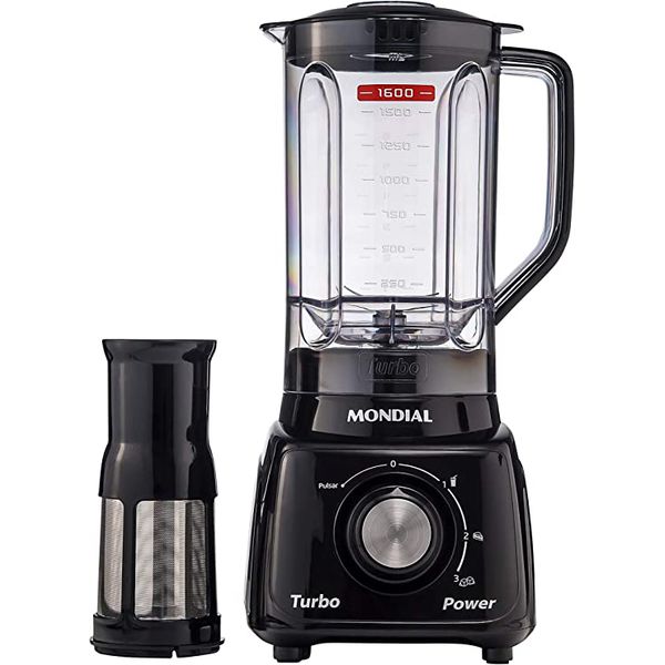 Liquidificador Mondial Turbo Power L-99 FB Preto com Filtro 3 Velocidades 220V