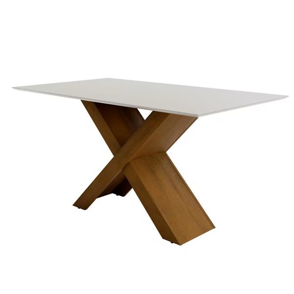 Conjunto Mesa de Jantar Dubai 6 Cadeiras Dobue Carvalho/Off White