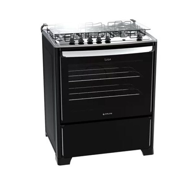 Fogão Atlas New Utop Mesa Inox 5 Bocas Preto Bivolt