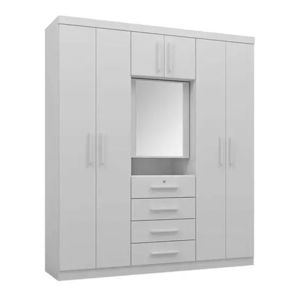 Guarda Roupa Casal com Espelho Advantage 7 Portas 4 Gavetas Branco Batrol