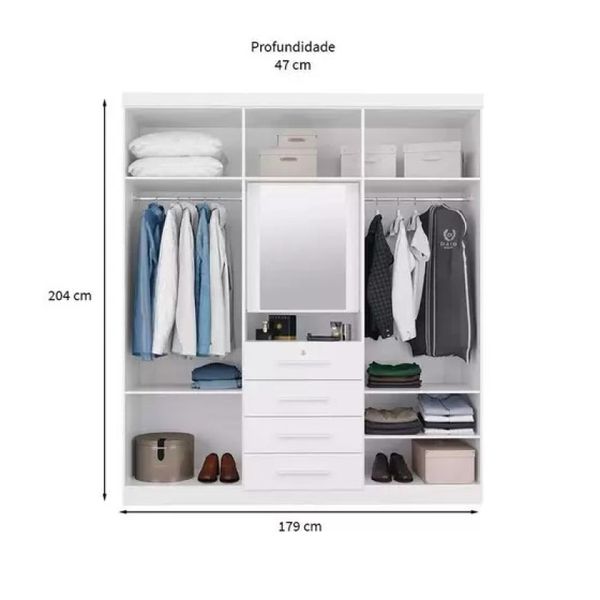 Guarda Roupa Casal com Espelho Advantage 7 Portas 4 Gavetas Branco Batrol