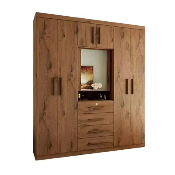 Guarda Roupa Casal com Espelho Advantage 7 Portas 4 Gavetas Cappucino Batrol