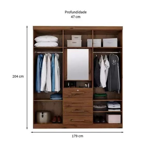 Guarda Roupa Casal com Espelho Advantage 7 Portas 4 Gavetas Cappucino Batrol