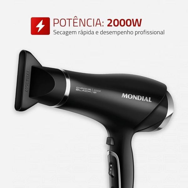 Secador de Cabelo Mondial Preto SCN-04 2000W 220V