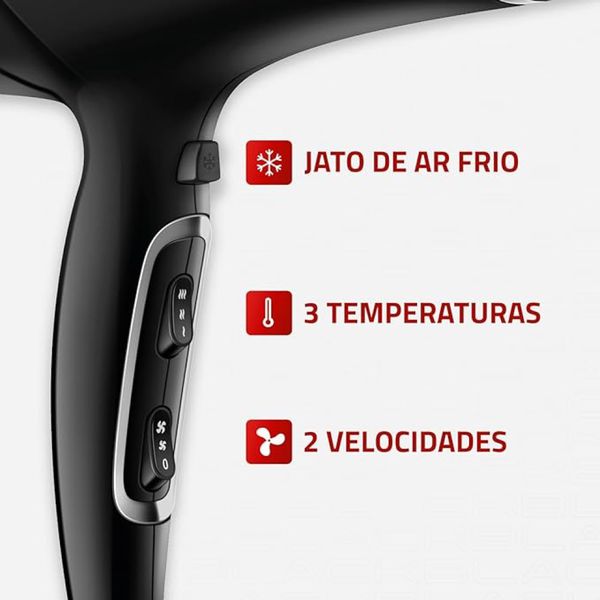 Secador de Cabelo Mondial Preto SCN-04 2000W 220V