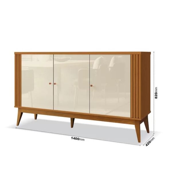 Buffet Aparador Argo 3 Portas 1 Gaveta Pés Palito EDN Móveis