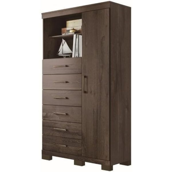 Cômoda Maraba 1 Porta 6 Gavetas Ebano Santos Andirá