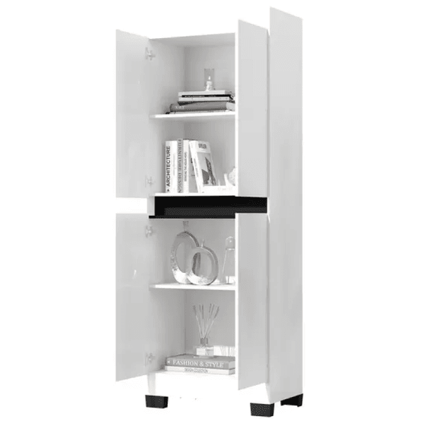 Armário Multiuso Gael 2 Portas Branco/Preto Primus