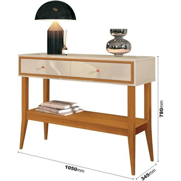 Aparador Bari 2 Gavetas Off White/Cedro EDN