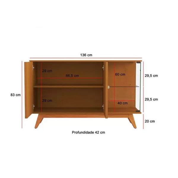 Aparador Buffet Açai 3 Portas Luxo Nature JB Bechara