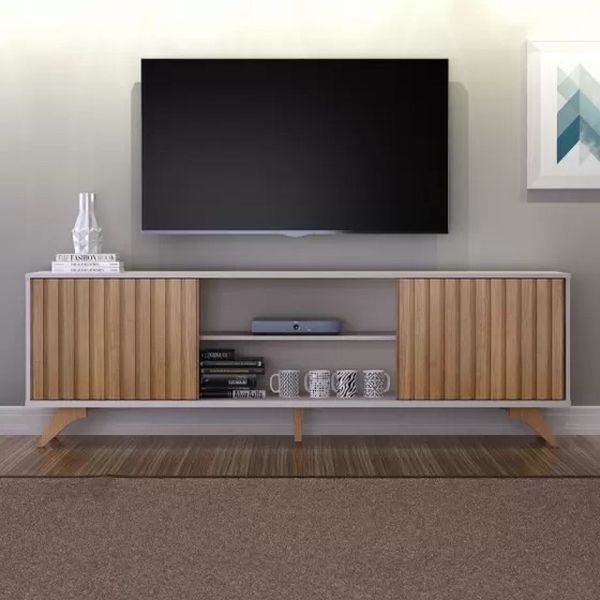 Rack Manaus para TV até 65" 2 Portas Cinamomo/Off White Valde Moveis