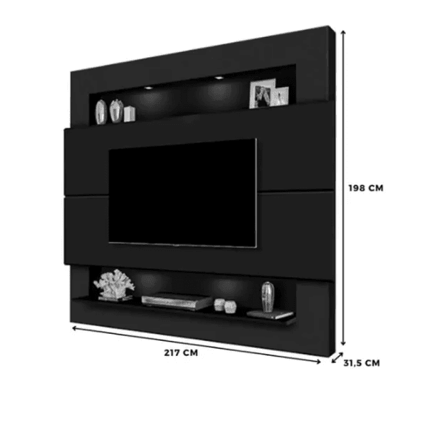 Painel Monterrey Rivieira para TV até 75" Preto Luapa
