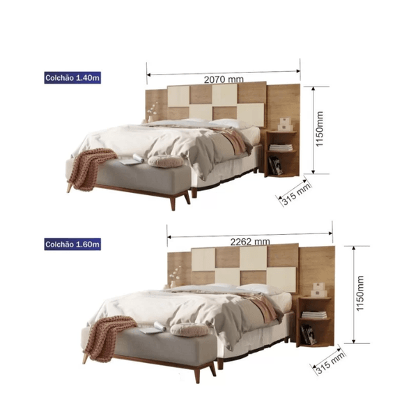 Cabeceira Firenze Fit Casal/Queen Cinamomo/Off White Conquista