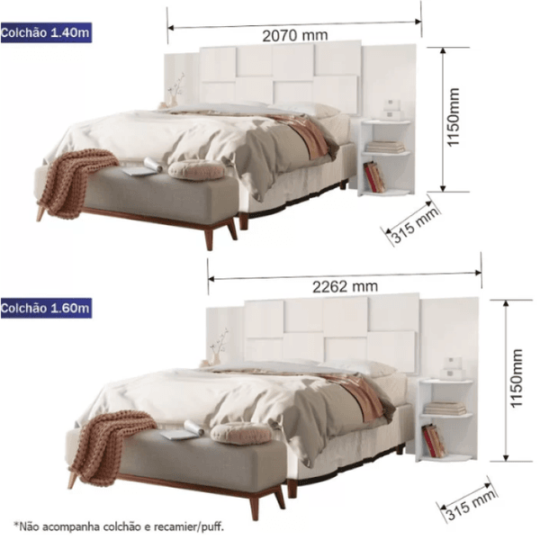 Cabeceira Firenze Fit Casal/Queen Branca Conquista