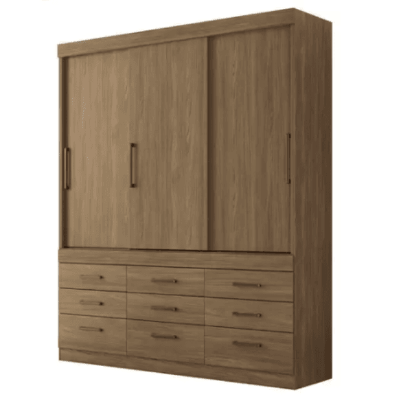 Guarda Roupa Casal Click 3.9 com 3 Portas e 9 Gavetas Jatoba Santos Andira