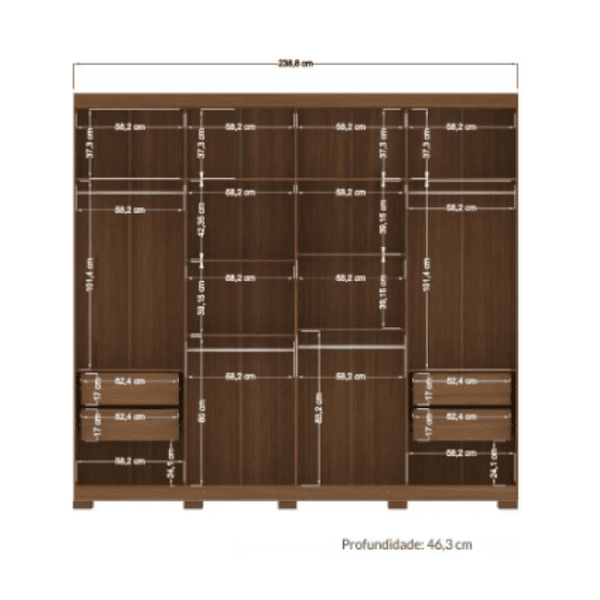 Guarda Roupa Master New 8 Portas Jatoba Santos Andira