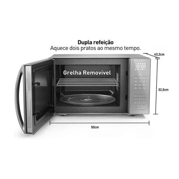Micro-Ondas Panasonic 34L NN-ST67L Espelhado 900W 127V Cinza