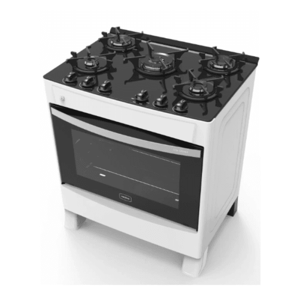 Fogão Realce 5 Bocas Iris Glass Branco Bivolt