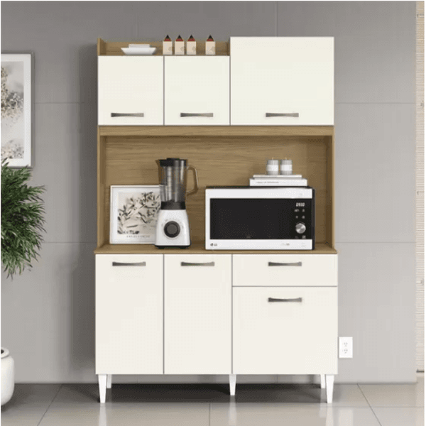 Armário de Cozinha Berlim 6 Portas 1 Gaveta Atacama/Off white Aramóveis