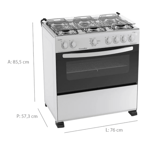 Fogão Esmaltec Caribe 6 Bocas Automático Branco Bivolt