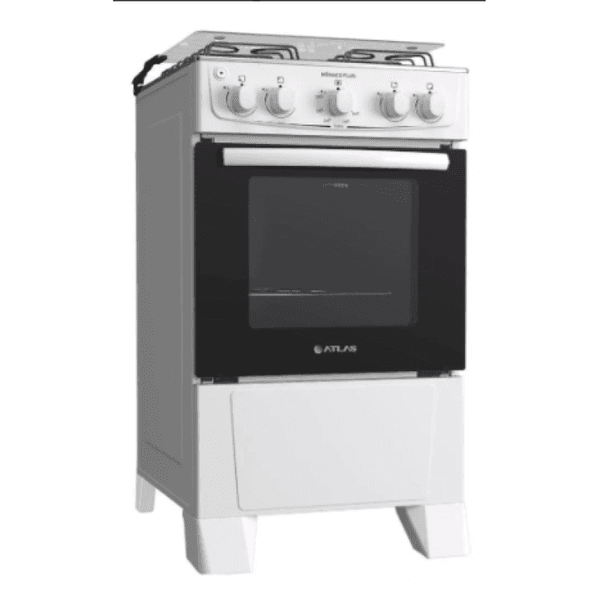 Fogão 4 Bocas Atlas Mônaco Plus Com Mesa Inox Branco Bivolt