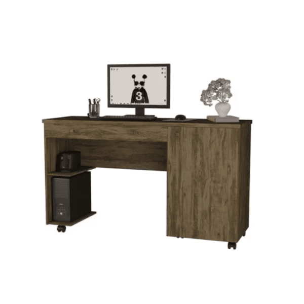 Escrivaninha Ariel com 1 Porta e 2 Gavetas Amendoa Primus