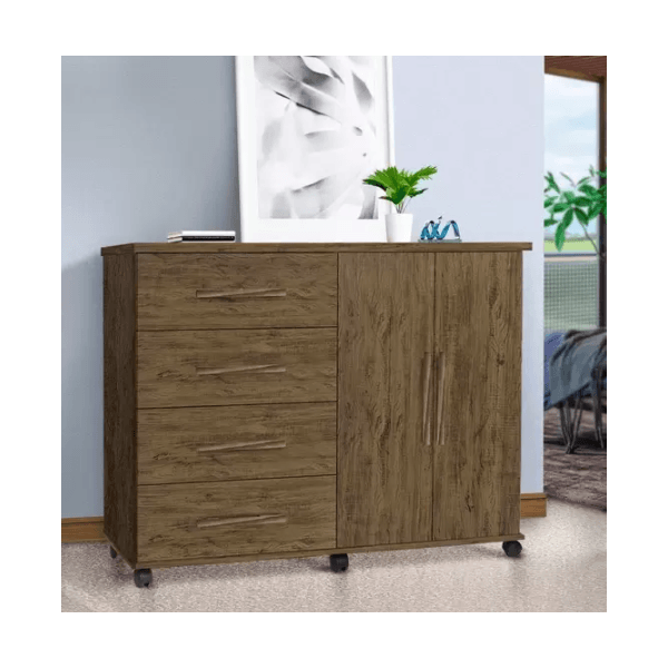 Cômoda Bali 2 Portas 4 Gavetas Amêndoa Primus