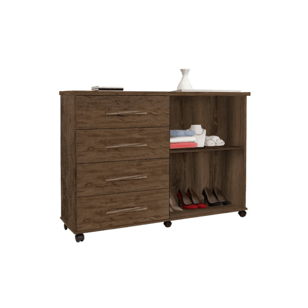 Cômoda Bali 2 Portas 4 Gavetas Amêndoa Primus