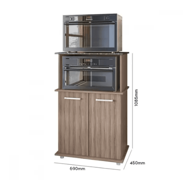 Balcão Isis para Microondas e Forno 2 Portas Carvalho Nature Nicioli