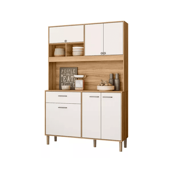 Armario de Cozinha Erva Doce 120 6 Portas 1 Gaveta Freijo/Off Nicioli