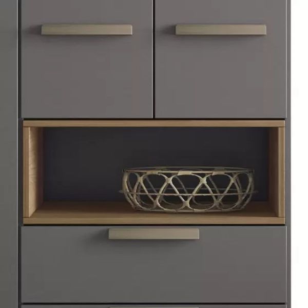 Guarda Roupa Solteiro New Conect 4 Portas 3 Gavetas Grafite/Jatobá Santos Andirá