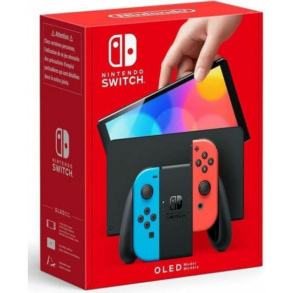 Nintendo Switch OLED Azul e Vermelho Neon Desbloqueado Seminovo