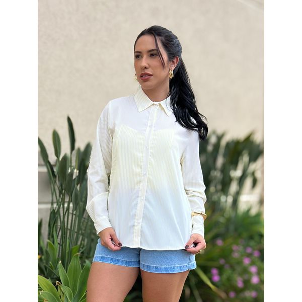 CAMISA LISTRADA LUCILA AMARELO MANTEIGA