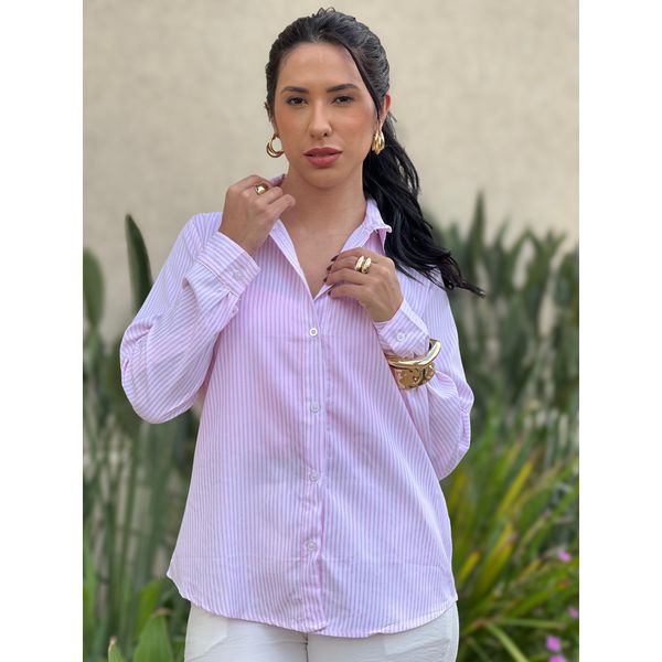CAMISA LISTRADA LUCILA ROSA CLARO