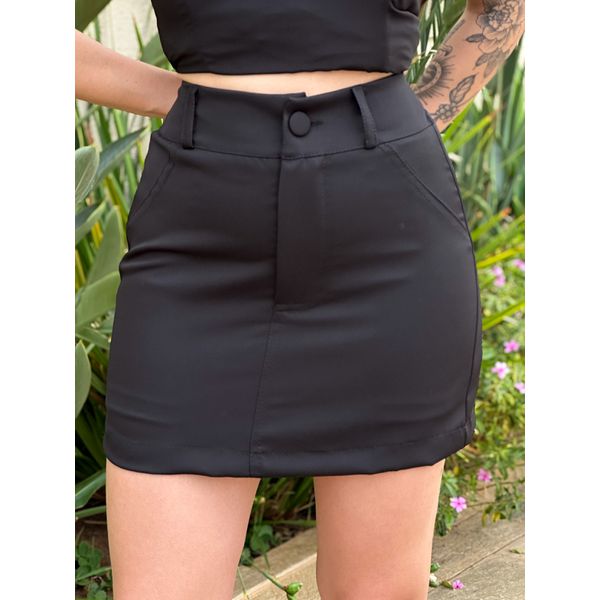 Shorts Saia em Alfaiataria Quezia PRETO