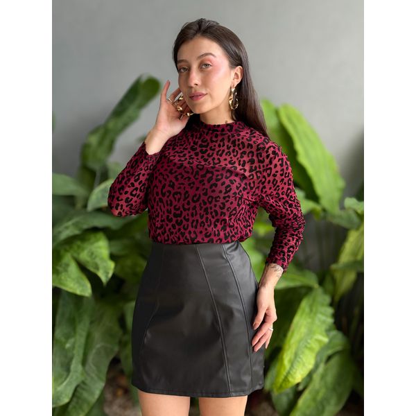 Body em Tule Animal Print VINHO COM PRETO