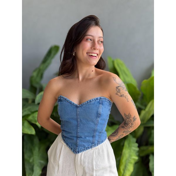 Corselet Jeans LAVAGEM MEDIA 