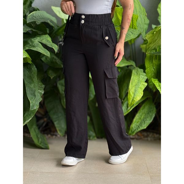 Calça Cargo Elástico no Cós PRETO