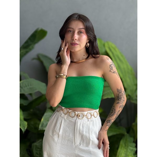 Top faixa em Tricot Modal VERDE BANDEIRA