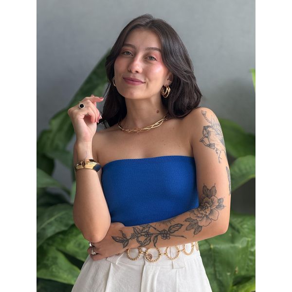Top faixa em Tricot Modal AZUL BIC