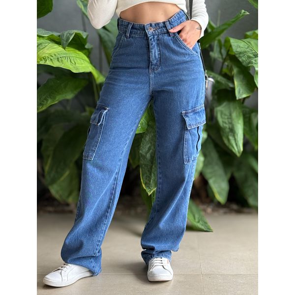 Calça Wide Legg Cargo Cherry LAVAGEM MEDIA 