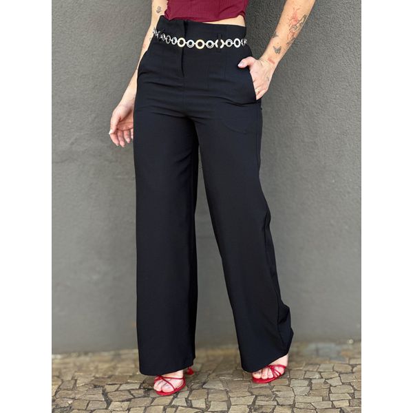 Calça Pantalona Andressa em Alfaiataria PRETO