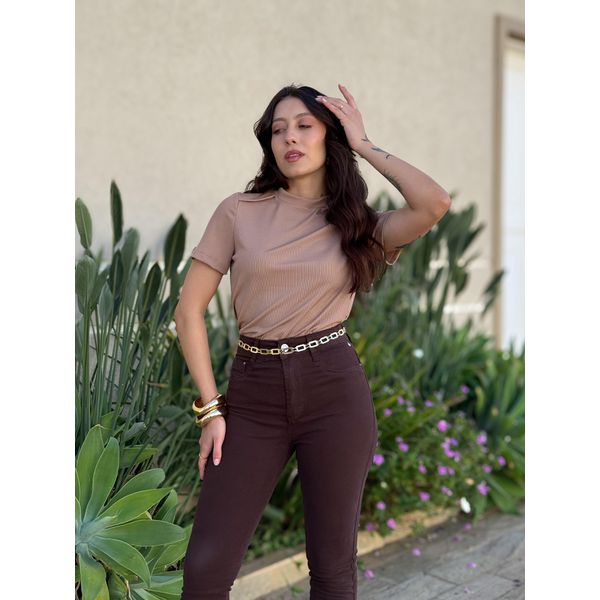 Blusa Baby Look Iris BEGE